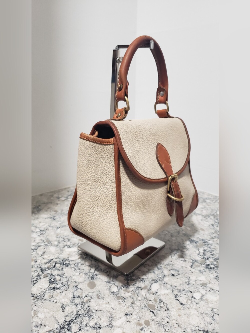 Vintage 1990s Dooney & Bourke Small All-Weather Leather Carpet Bag - Picture 3 of 16